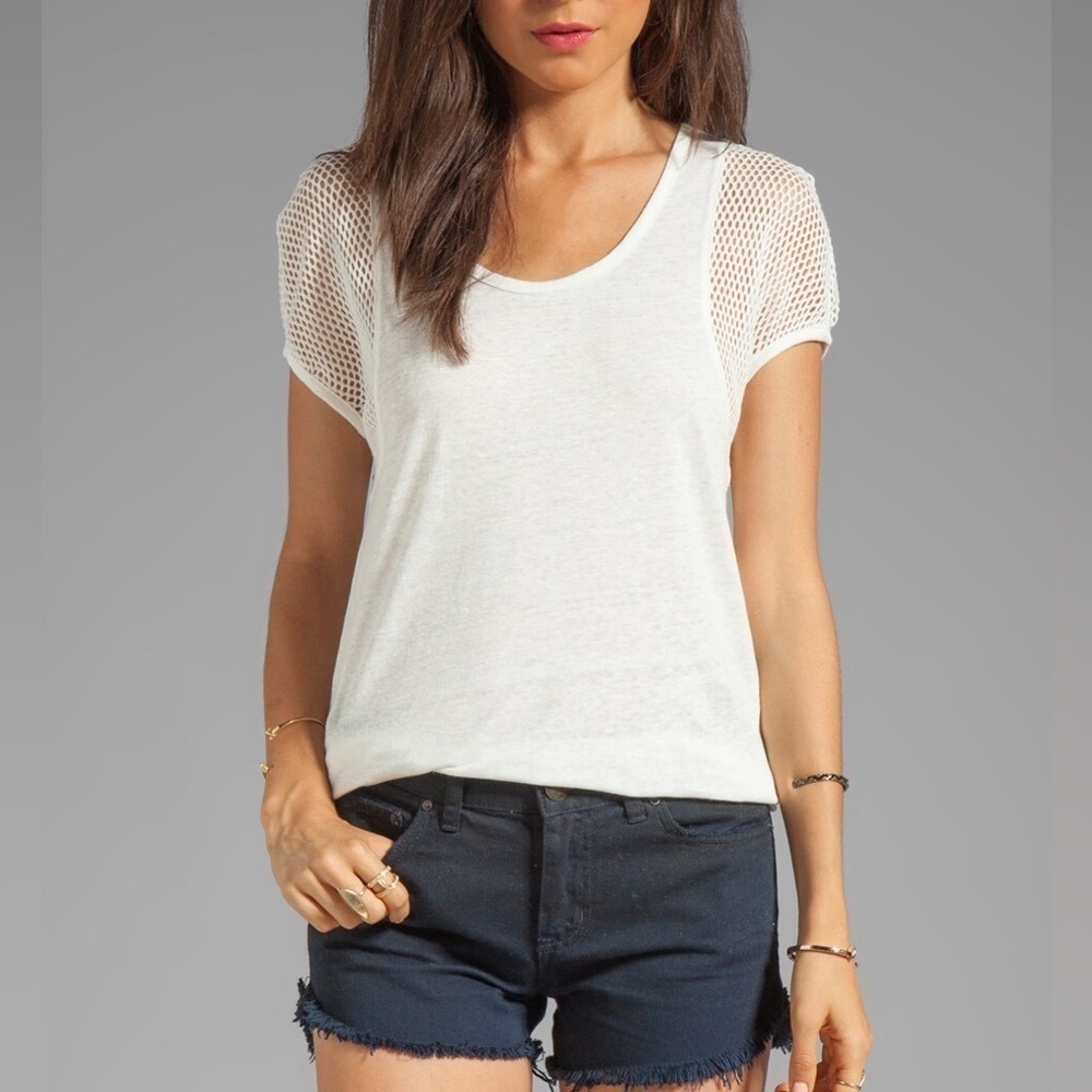 Marc by Marc Jacobs Texture Tee Linen Top in Marshmallow